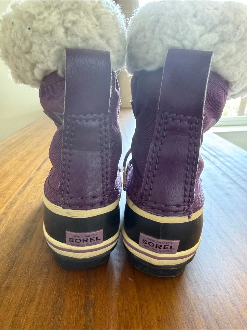 Sorel Kids Purple and Black Waterproof Winter Boots with Faux Fur Cuff